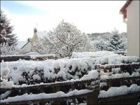 The house of Ted Collins - covered in snow