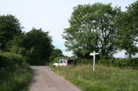 Angled crossroads, looking north. The road ahead leads to Bolham Water.  Image � Martin Bodman