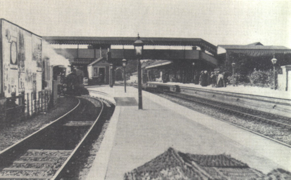 General view of Tiverton Junction, circa 1905, before quadrupling of track, showing No 1384 on a Culm Valley train