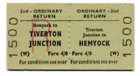 Return ticket issued at Tiverton Junction