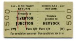 Return ticket issued at Tiverton Junction